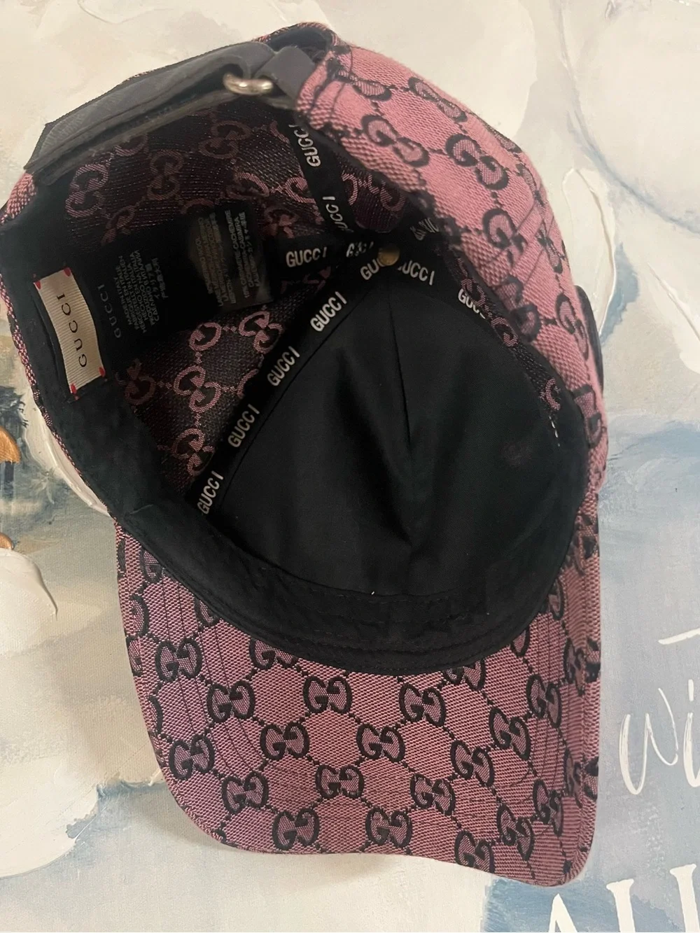 Gucci Rose Purple GG Monogram Baseball Cap with Black Logo